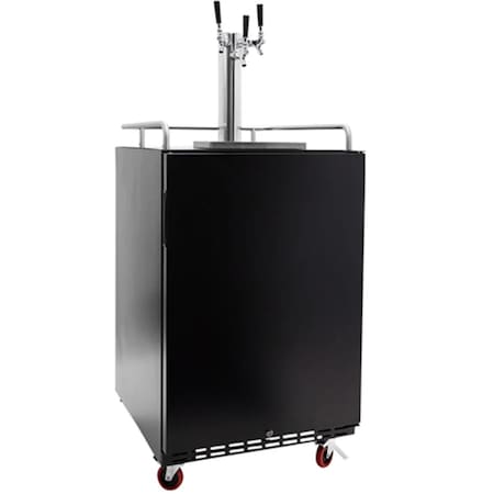 Edgestar 24 Inch Wide Triple Tap Kegerator for Full Size Kegs with Electronic Control Panel KC7000BLTRIP